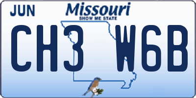 MO license plate CH3W6B