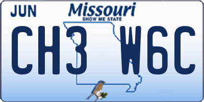 MO license plate CH3W6C