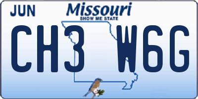 MO license plate CH3W6G