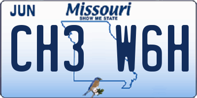 MO license plate CH3W6H