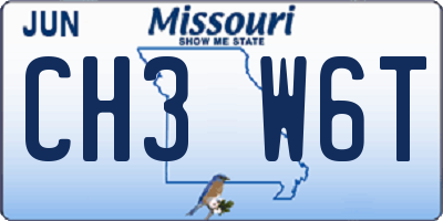 MO license plate CH3W6T