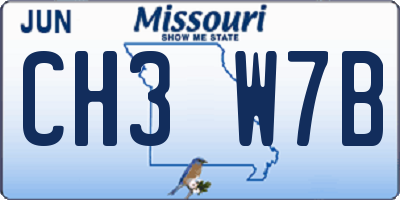 MO license plate CH3W7B