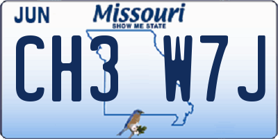MO license plate CH3W7J
