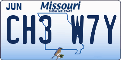 MO license plate CH3W7Y