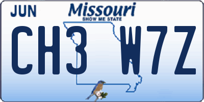 MO license plate CH3W7Z