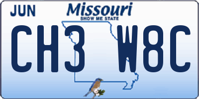 MO license plate CH3W8C