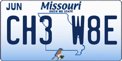 MO license plate CH3W8E