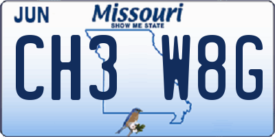 MO license plate CH3W8G