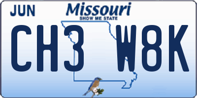 MO license plate CH3W8K