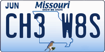MO license plate CH3W8S