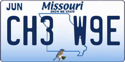 MO license plate CH3W9E