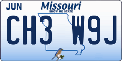 MO license plate CH3W9J
