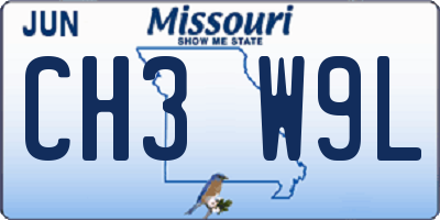 MO license plate CH3W9L