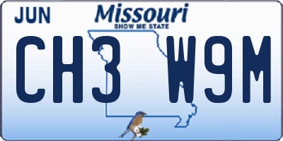 MO license plate CH3W9M