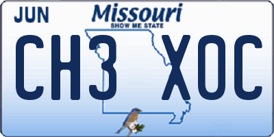 MO license plate CH3X0C