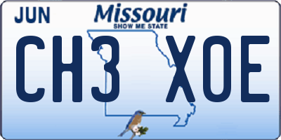 MO license plate CH3X0E