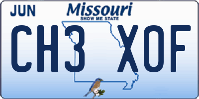 MO license plate CH3X0F
