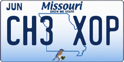 MO license plate CH3X0P