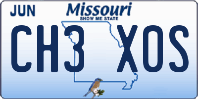 MO license plate CH3X0S