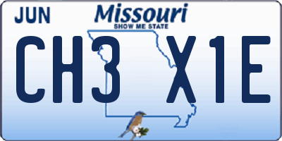 MO license plate CH3X1E