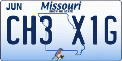 MO license plate CH3X1G