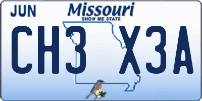 MO license plate CH3X3A