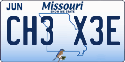 MO license plate CH3X3E