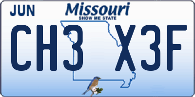 MO license plate CH3X3F