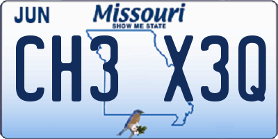 MO license plate CH3X3Q