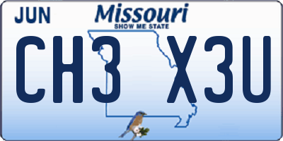 MO license plate CH3X3U