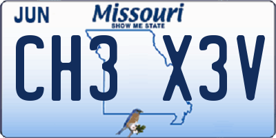 MO license plate CH3X3V