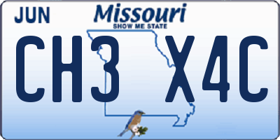 MO license plate CH3X4C