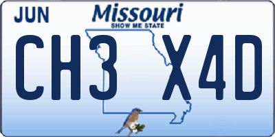 MO license plate CH3X4D