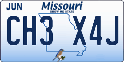 MO license plate CH3X4J