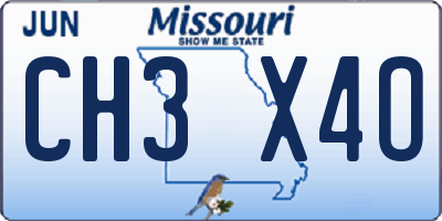 MO license plate CH3X4O
