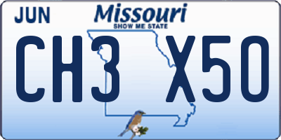MO license plate CH3X5O