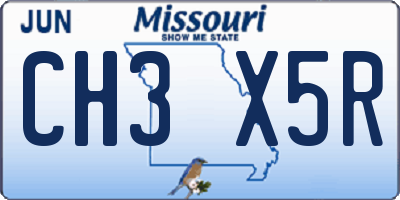 MO license plate CH3X5R