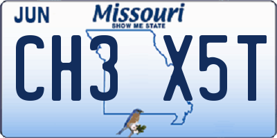 MO license plate CH3X5T