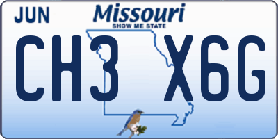 MO license plate CH3X6G