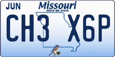 MO license plate CH3X6P
