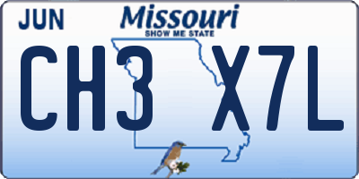 MO license plate CH3X7L