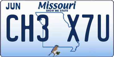 MO license plate CH3X7U