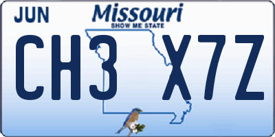 MO license plate CH3X7Z