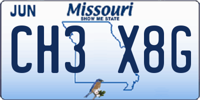 MO license plate CH3X8G