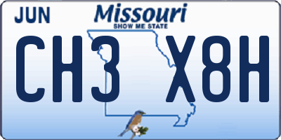MO license plate CH3X8H