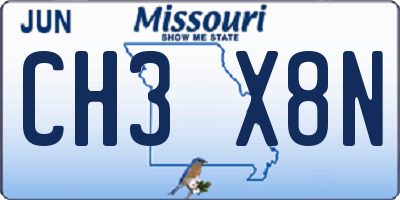 MO license plate CH3X8N