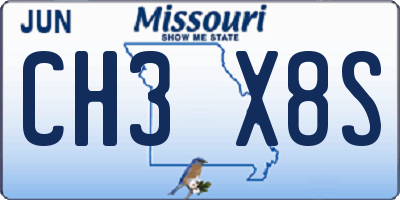 MO license plate CH3X8S