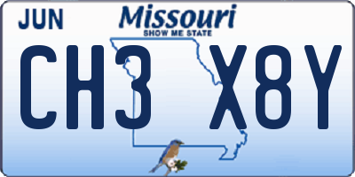 MO license plate CH3X8Y