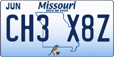 MO license plate CH3X8Z