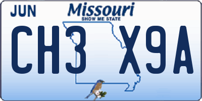 MO license plate CH3X9A